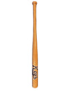 Wooden bat with 'Keys' branding on a blue and gray background